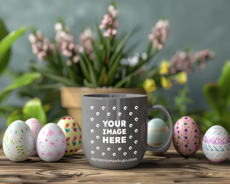 11oz Blank Gray Ceramic Coffee Mug Mockup Template