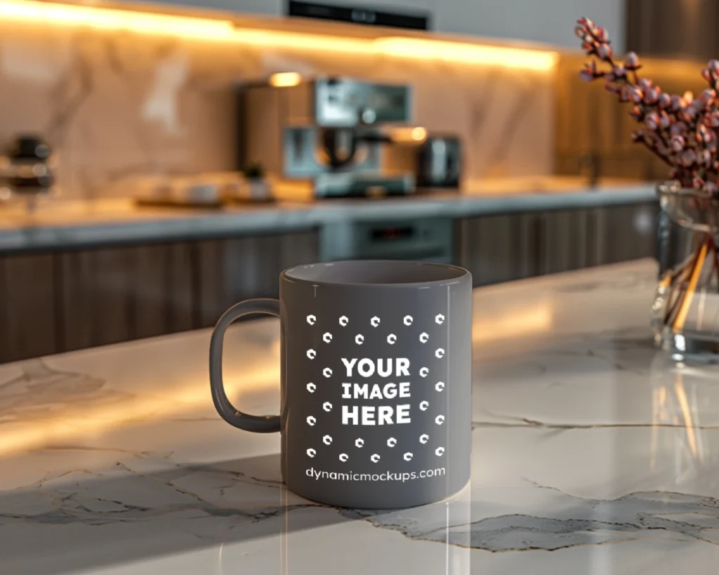 11oz Blank Gray Ceramic Coffee Mug Mockup Template