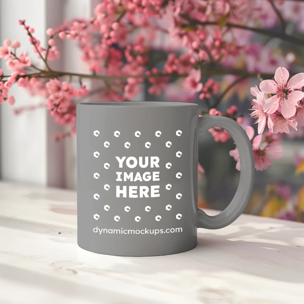 11oz Blank Gray Ceramic Coffee Mug Mockup Template