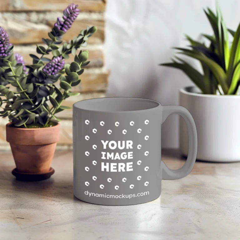 11oz Blank Gray Ceramic Coffee Mug Mockup Template