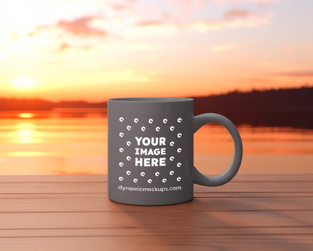 11oz Blank Gray Ceramic Coffee Mug Mockup Template