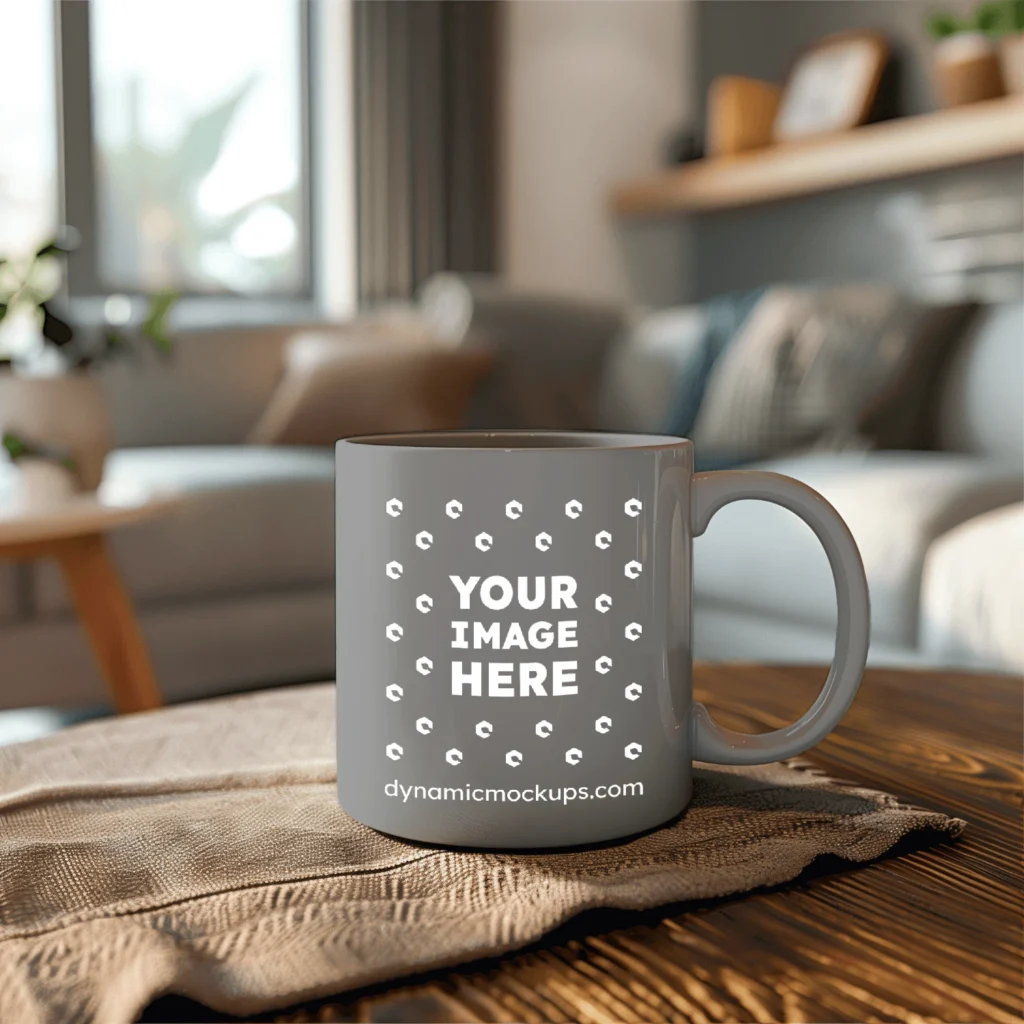 11oz Blank Gray Ceramic Coffee Mug Mockup Template