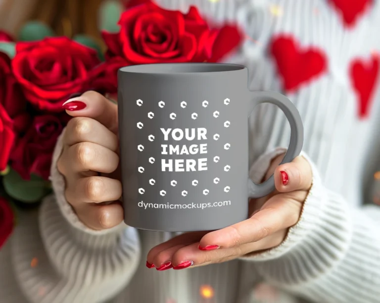 11oz Blank Gray Ceramic Coffee Mug Mockup Template