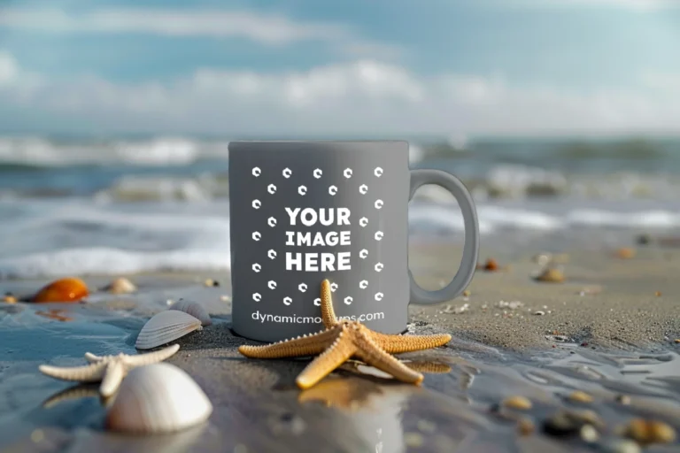 11oz Blank Gray Ceramic Coffee Mug Mockup Template