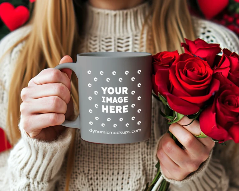 11oz Blank Gray Ceramic Coffee Mug Mockup Template