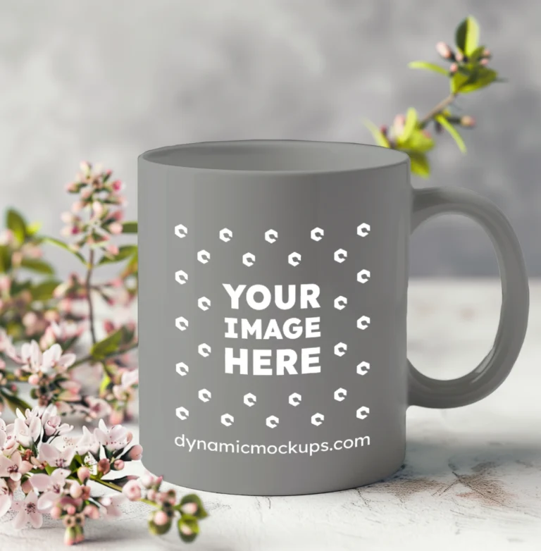 11oz Blank Gray Ceramic Coffee Mug Mockup Template