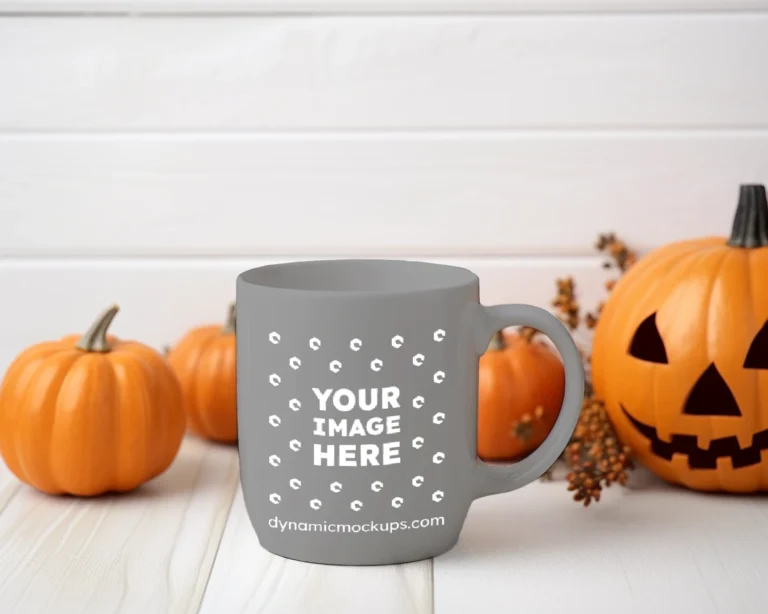 11oz Blank Gray Ceramic Coffee Mug Mockup Template