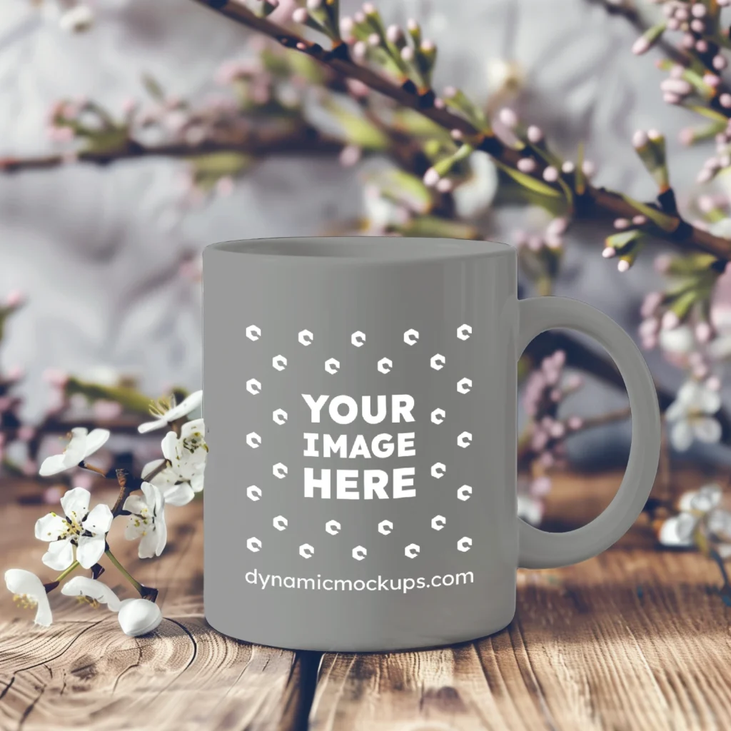 11oz Blank Gray Ceramic Coffee Mug Mockup Template