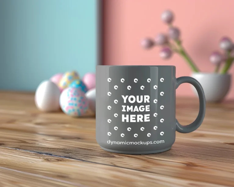 11oz Blank Gray Ceramic Coffee Mug Mockup Template