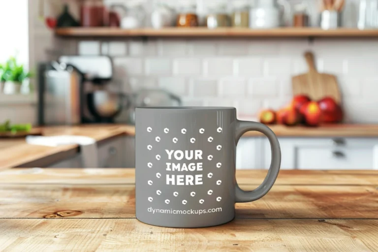 11oz Blank Gray Ceramic Coffee Mug Mockup Template