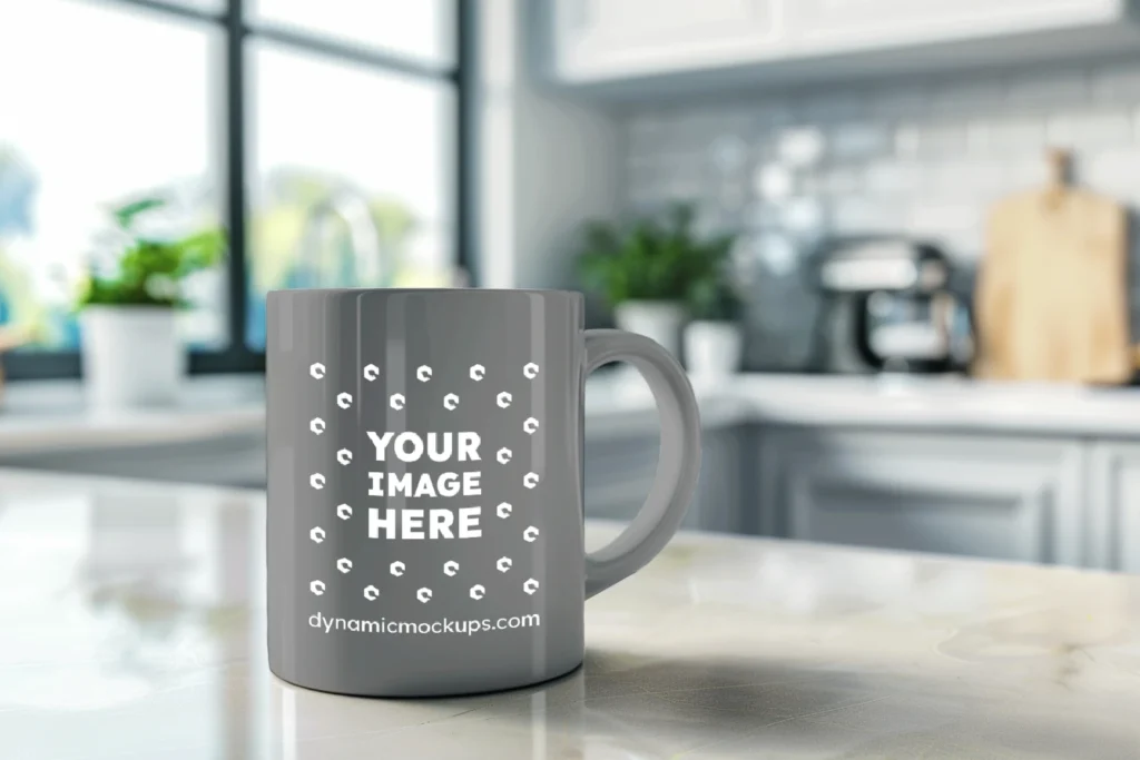 11oz Blank Gray Ceramic Coffee Mug Mockup Template