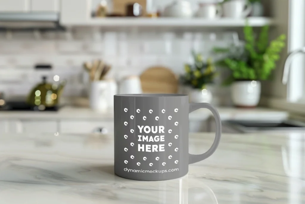 11oz Blank Gray Ceramic Coffee Mug Mockup Template