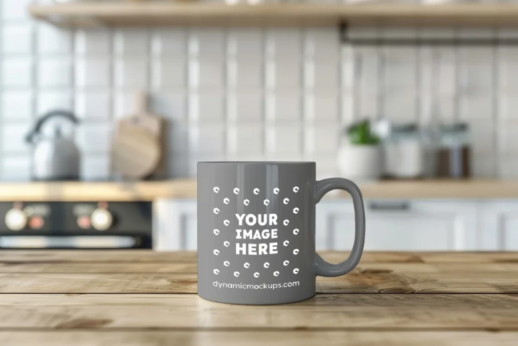 11oz Blank Gray Ceramic Coffee Mug Mockup Template