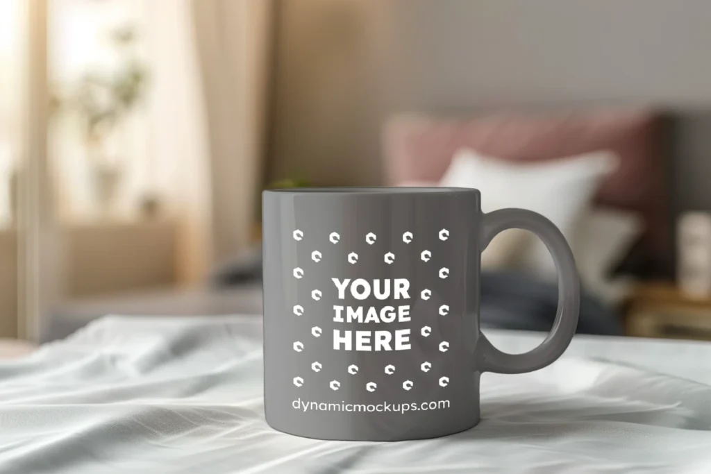 11oz Blank Gray Ceramic Coffee Mug Mockup Template