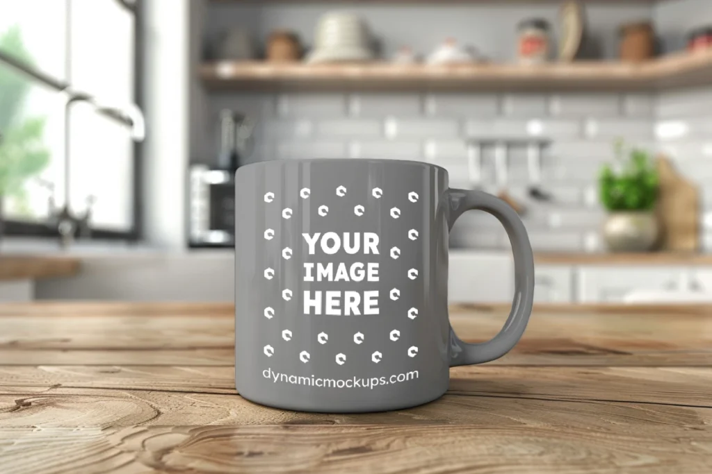 11oz Blank Gray Ceramic Coffee Mug Mockup Template