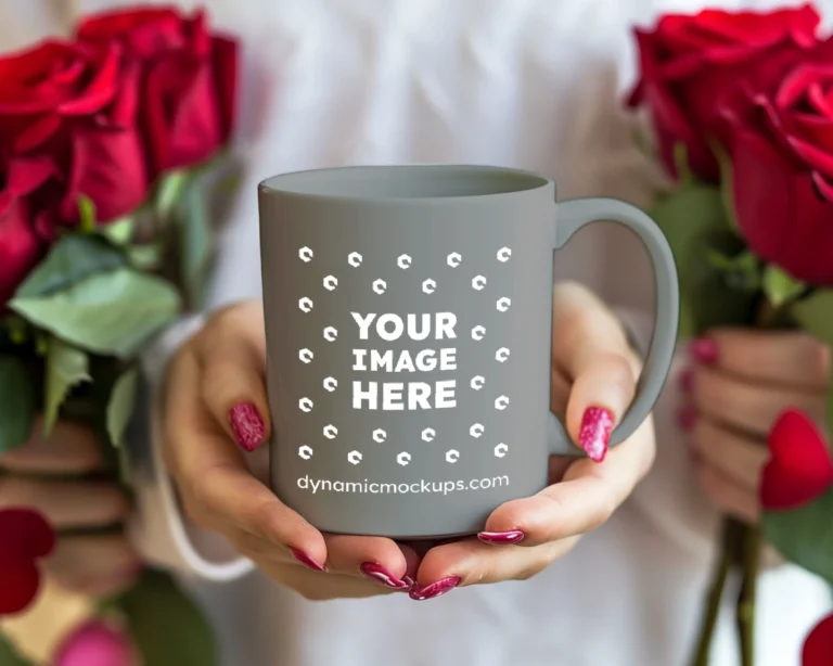 11oz Blank Gray Ceramic Coffee Mug Mockup Template