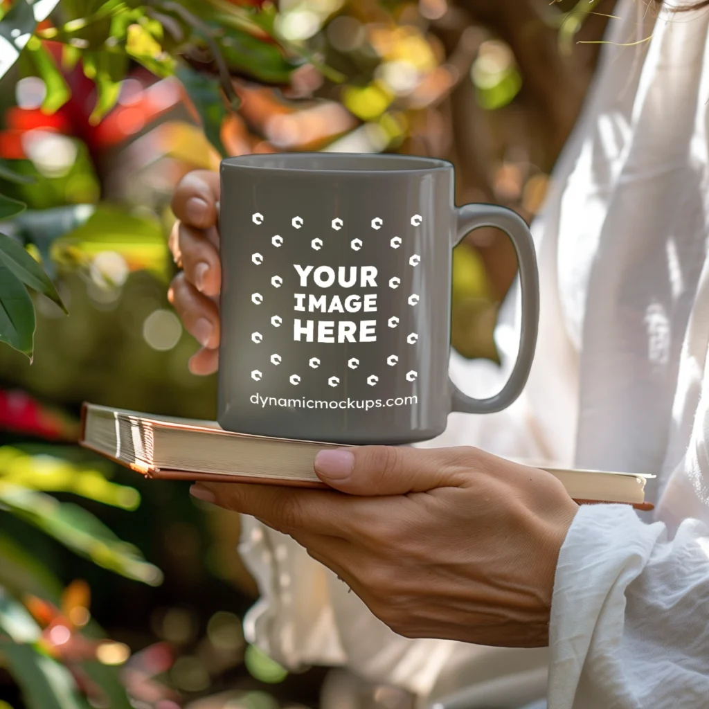 11oz Blank Gray Ceramic Coffee Mug Mockup Template