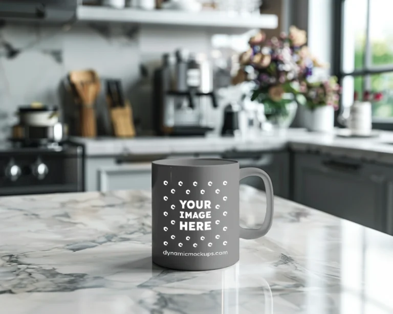 11oz Blank Gray Ceramic Coffee Mug Mockup Template