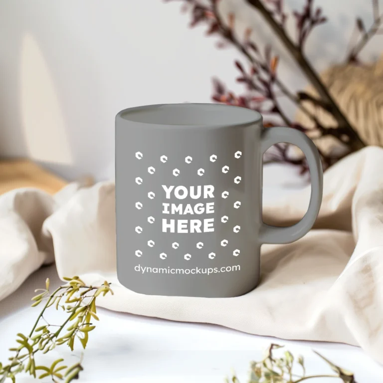 11oz Blank Gray Ceramic Coffee Mug Mockup Template