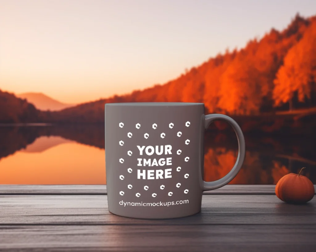 11oz Blank Gray Ceramic Coffee Mug Mockup Template