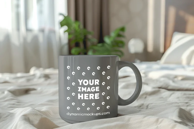 11oz Blank Gray Ceramic Coffee Mug Mockup Template