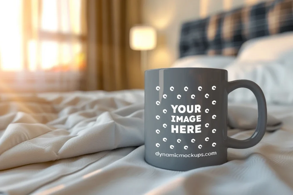 11oz Blank Gray Ceramic Coffee Mug Mockup Template