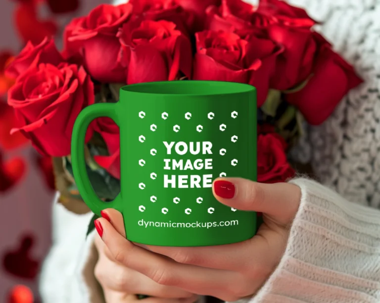 11oz Blank Green Ceramic Coffee Mug Mockup Template