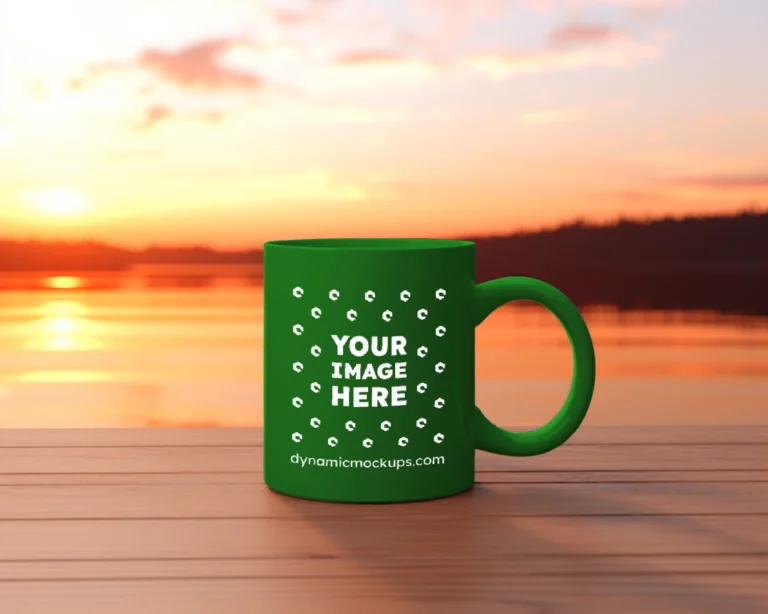 11oz Blank Green Ceramic Coffee Mug Mockup Template