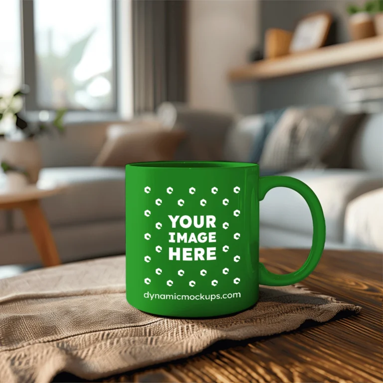 11oz Blank Green Ceramic Coffee Mug Mockup Template