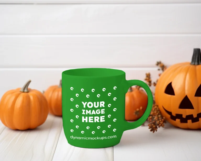 11oz Blank Green Ceramic Coffee Mug Mockup Template