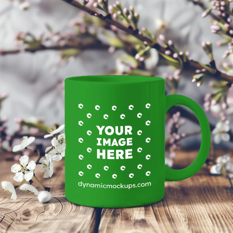 11oz Blank Green Ceramic Coffee Mug Mockup Template