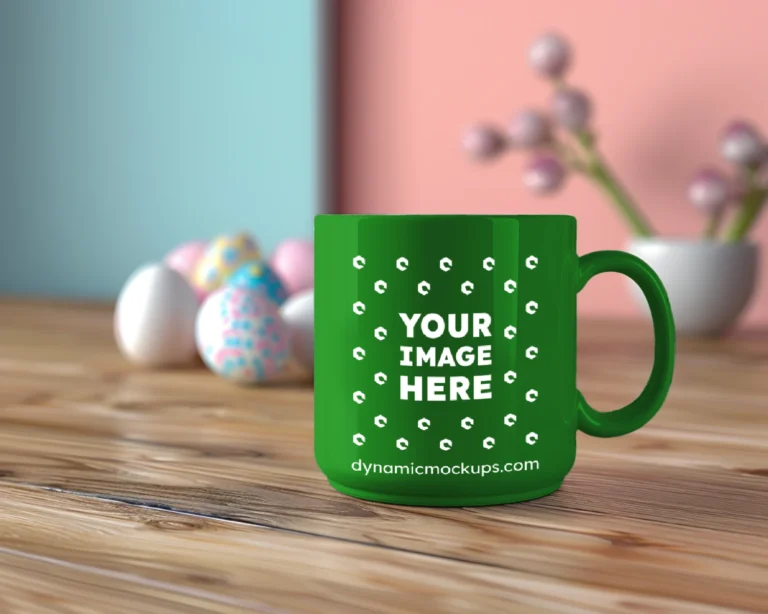 11oz Blank Green Ceramic Coffee Mug Mockup Template