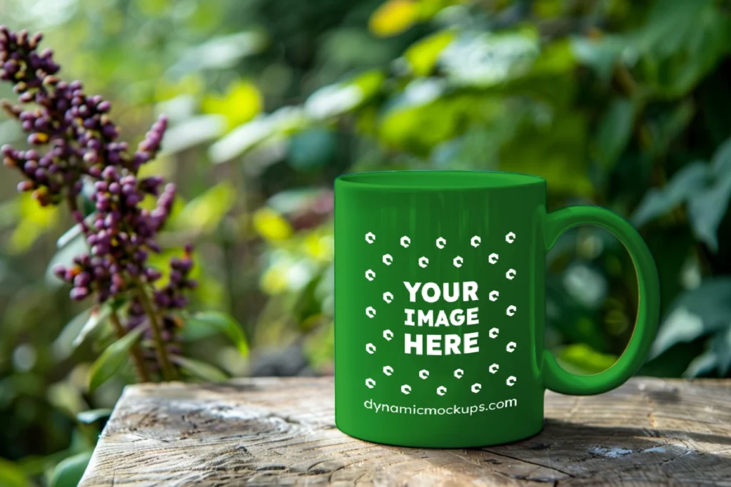 11oz Blank Green Ceramic Coffee Mug Mockup Template