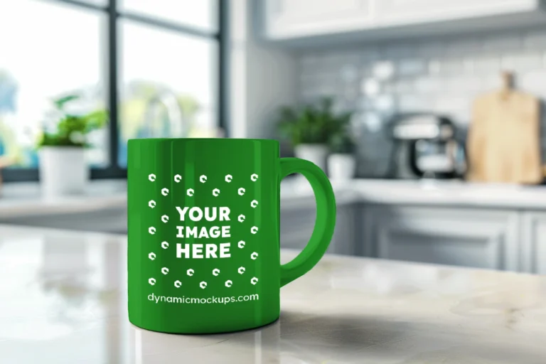 11oz Blank Green Ceramic Coffee Mug Mockup Template