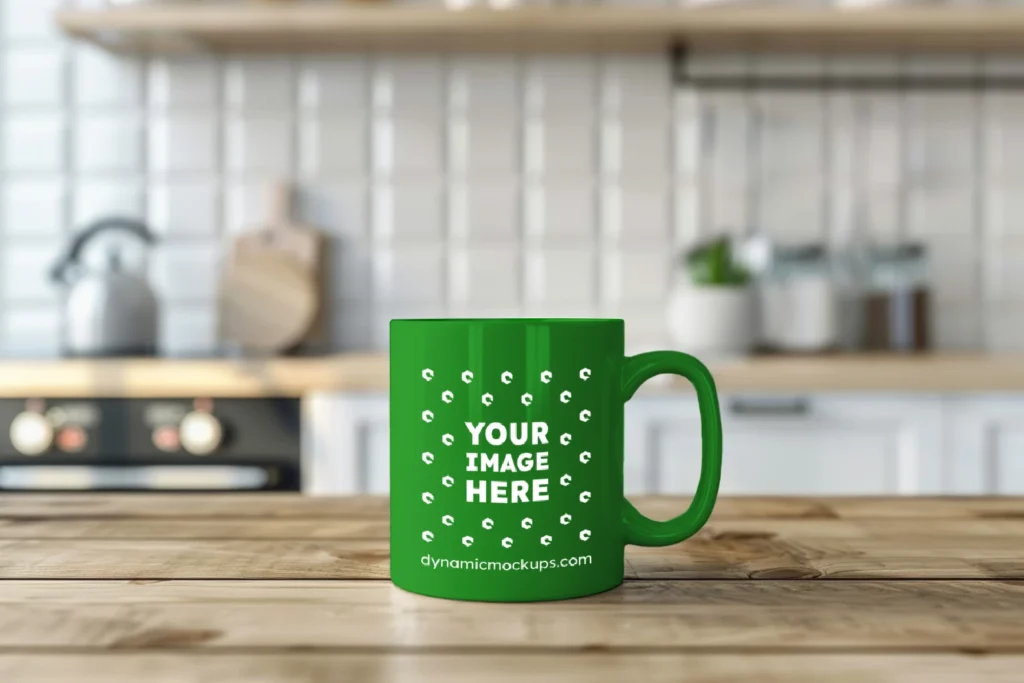 11oz Blank Green Ceramic Coffee Mug Mockup Template