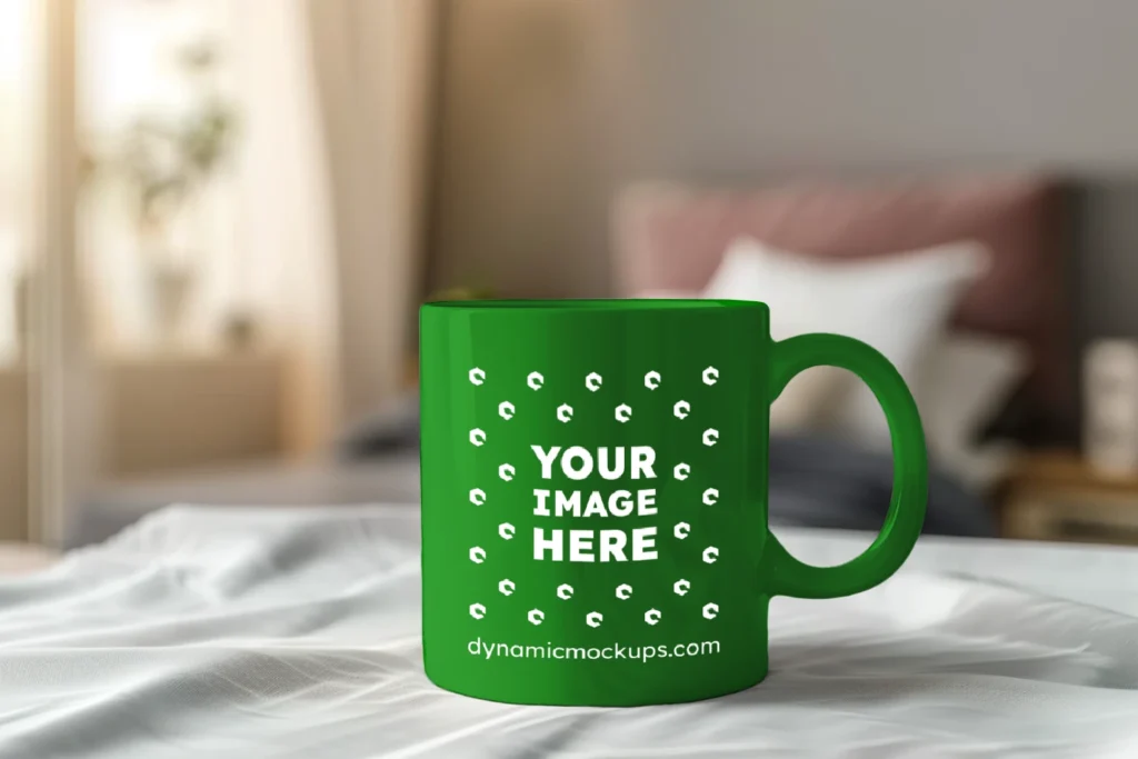 11oz Blank Green Ceramic Coffee Mug Mockup Template