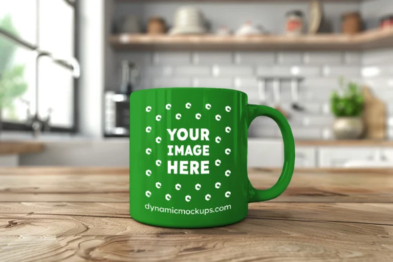 11oz Blank Green Ceramic Coffee Mug Mockup Template