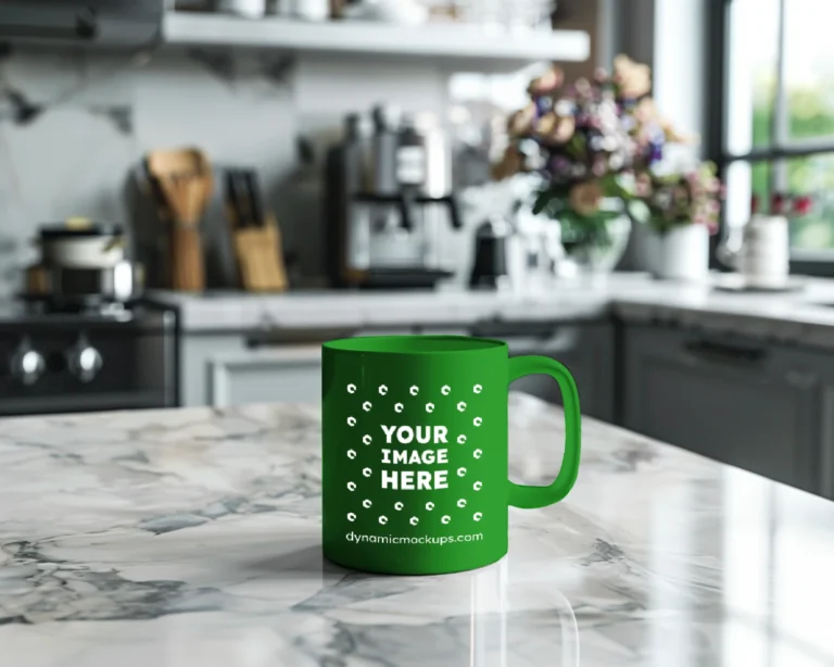 11oz Blank Green Ceramic Coffee Mug Mockup Template