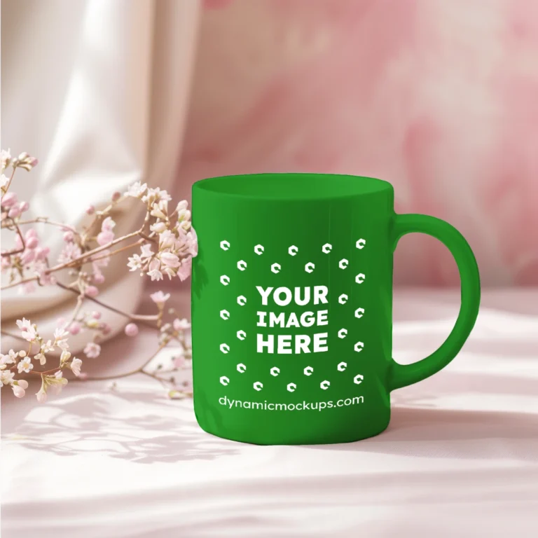 11oz Blank Green Ceramic Coffee Mug Mockup Template