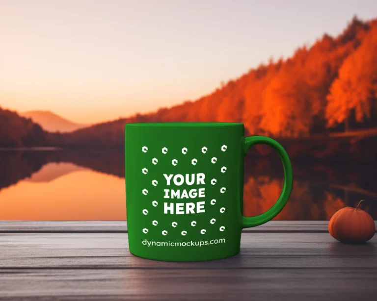 11oz Blank Green Ceramic Coffee Mug Mockup Template