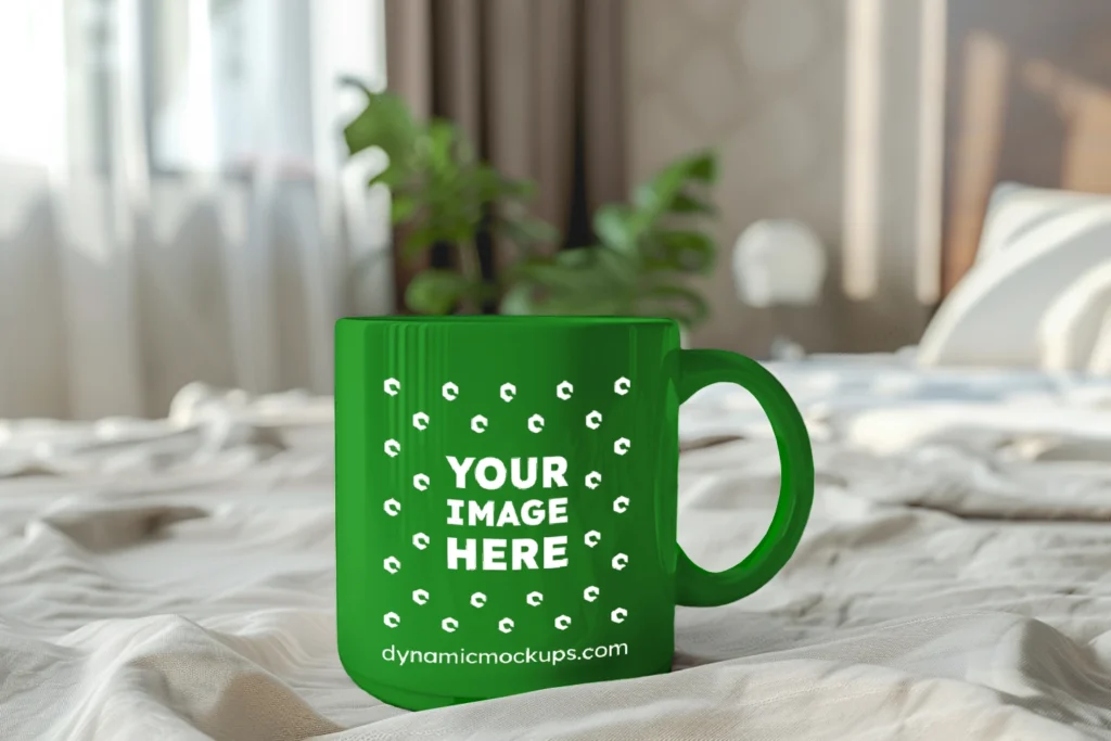 11oz Blank Green Ceramic Coffee Mug Mockup Template