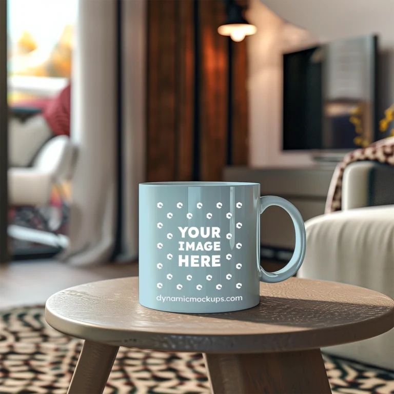 11oz Blank Light Blue Ceramic Coffee Mug Mockup Template