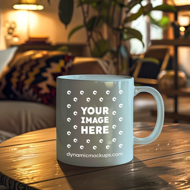 11oz Blank Light Blue Ceramic Coffee Mug Mockup Template