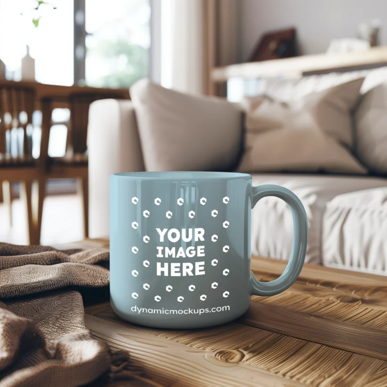 11oz Blank Light Blue Ceramic Coffee Mug Mockup Template