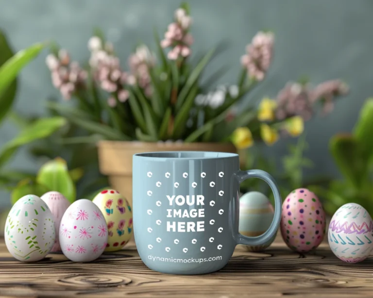 11oz Blank Light Blue Ceramic Coffee Mug Mockup Template