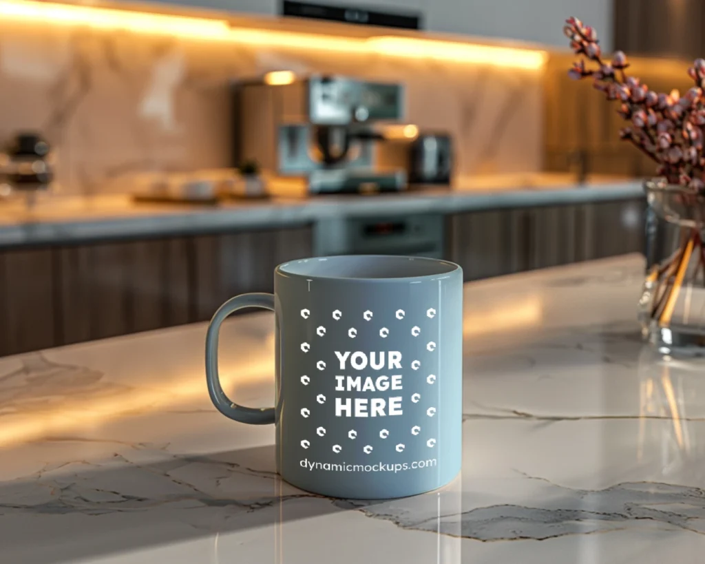 11oz Blank Light Blue Ceramic Coffee Mug Mockup Template