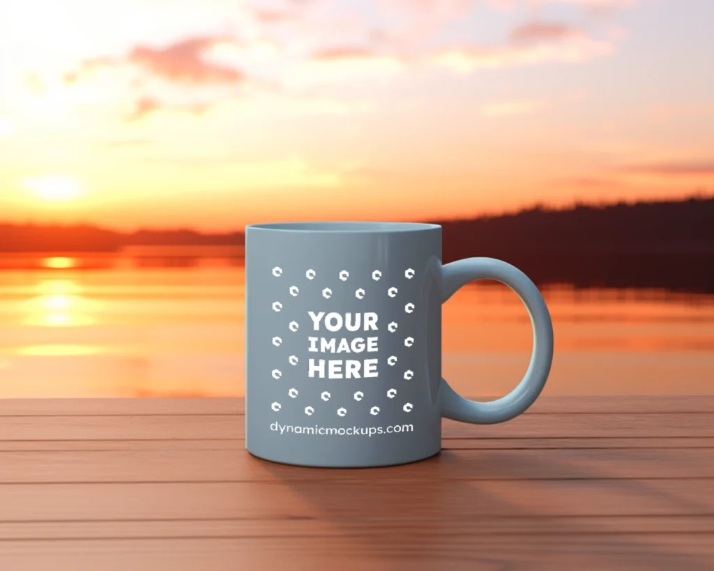 11oz Blank Light Blue Ceramic Coffee Mug Mockup Template