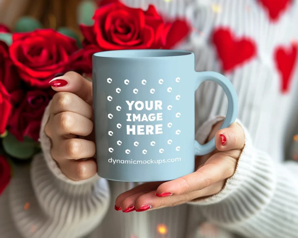 11oz Blank Light Blue Ceramic Coffee Mug Mockup Template