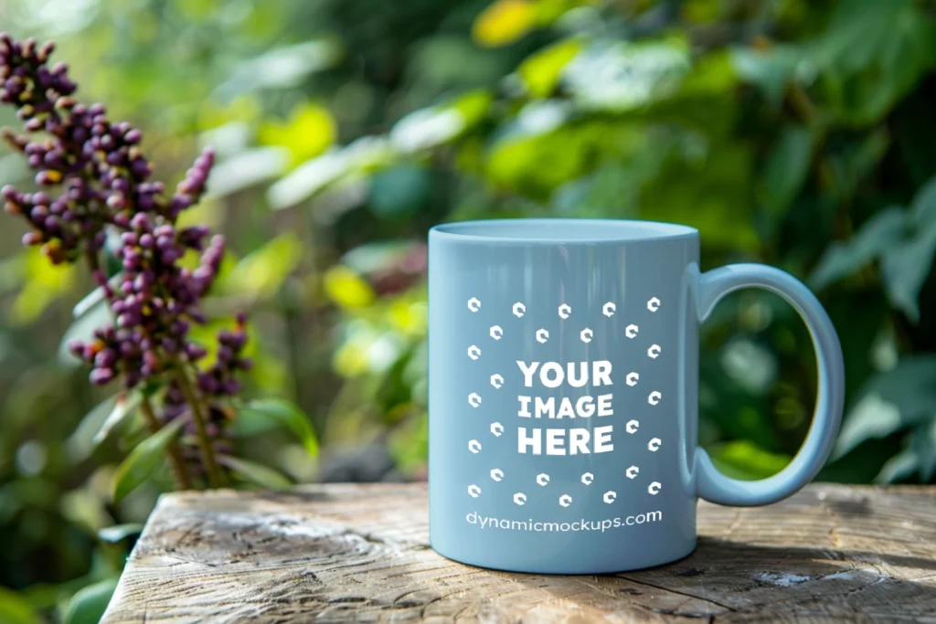 11oz Blank Light Blue Ceramic Coffee Mug Mockup Template