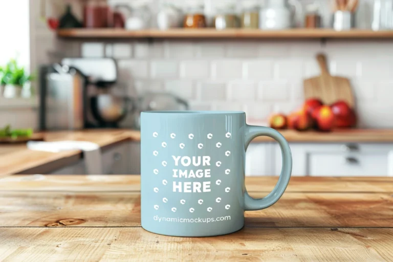 11oz Blank Light Blue Ceramic Coffee Mug Mockup Template